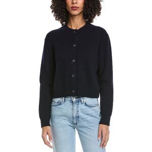 Reveriee Womens Wool & Cashmere-Blend Crewneck Cardigan, Black